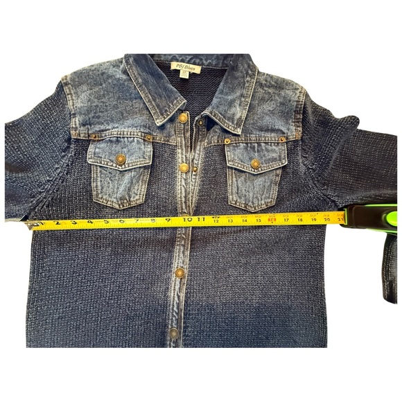 Pure Blue Japan (PBJ Blues) Denim Knit Jacket Indigo Y2K Japan Women’s Sz S - Picture 6 of 9